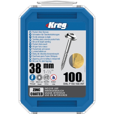 SML-F150-100-INT+KREG%C2%AE+Zinc+Pocket-Hole+tornillos+