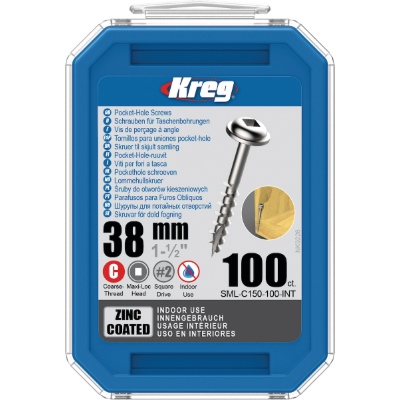 SML-C150-100-INT+KREG%C2%AE+Zinc+Pocket-Hole+tornillos+