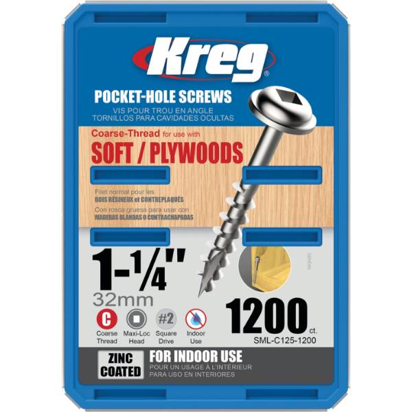 SML-C125-1200-INT+KREG%C2%AE+Zinc+Pocket-Hole+tornillos