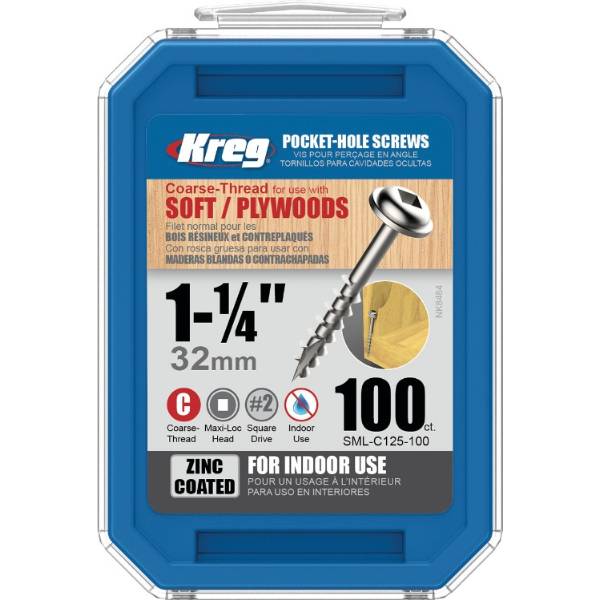 SML-C125-100-INT+KREG%C2%AE+Zinc+Pocket-Hole+tornillos+